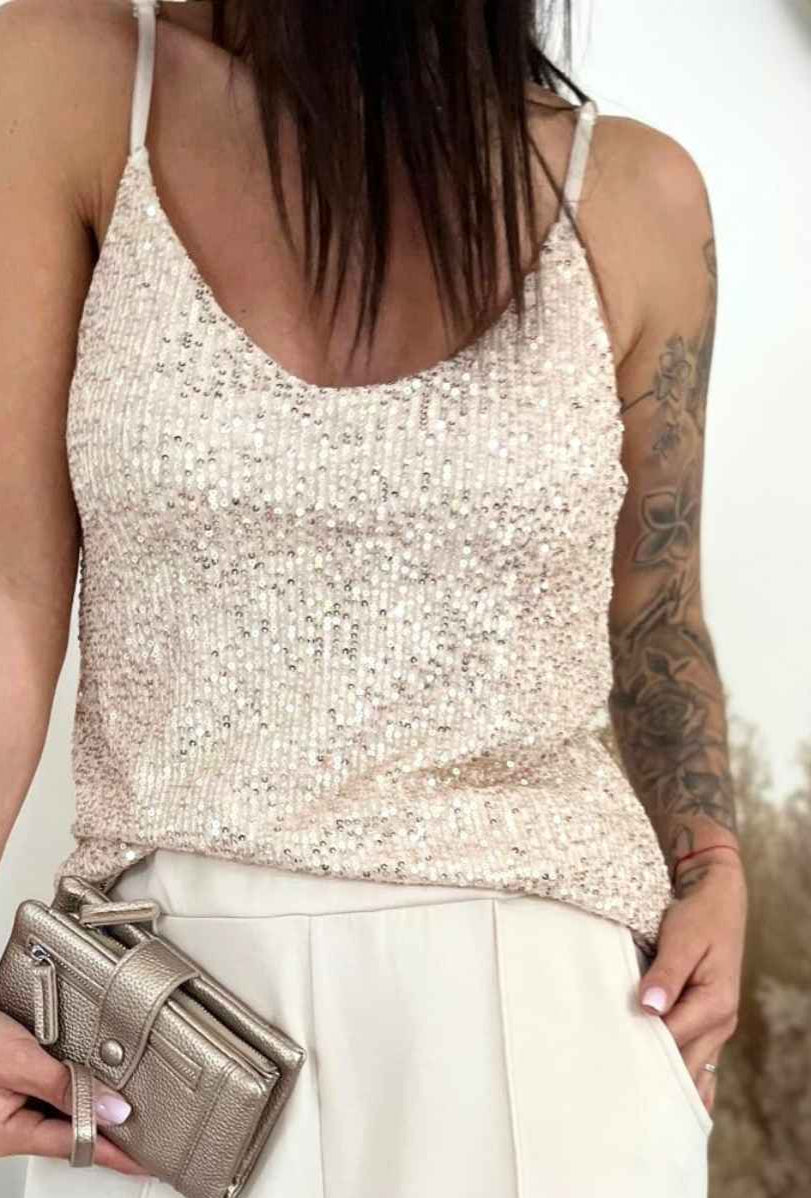 Top à sequins MARIA doré – Hello mary