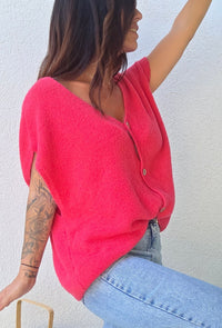 Gilet Pull sans manches MINA rose