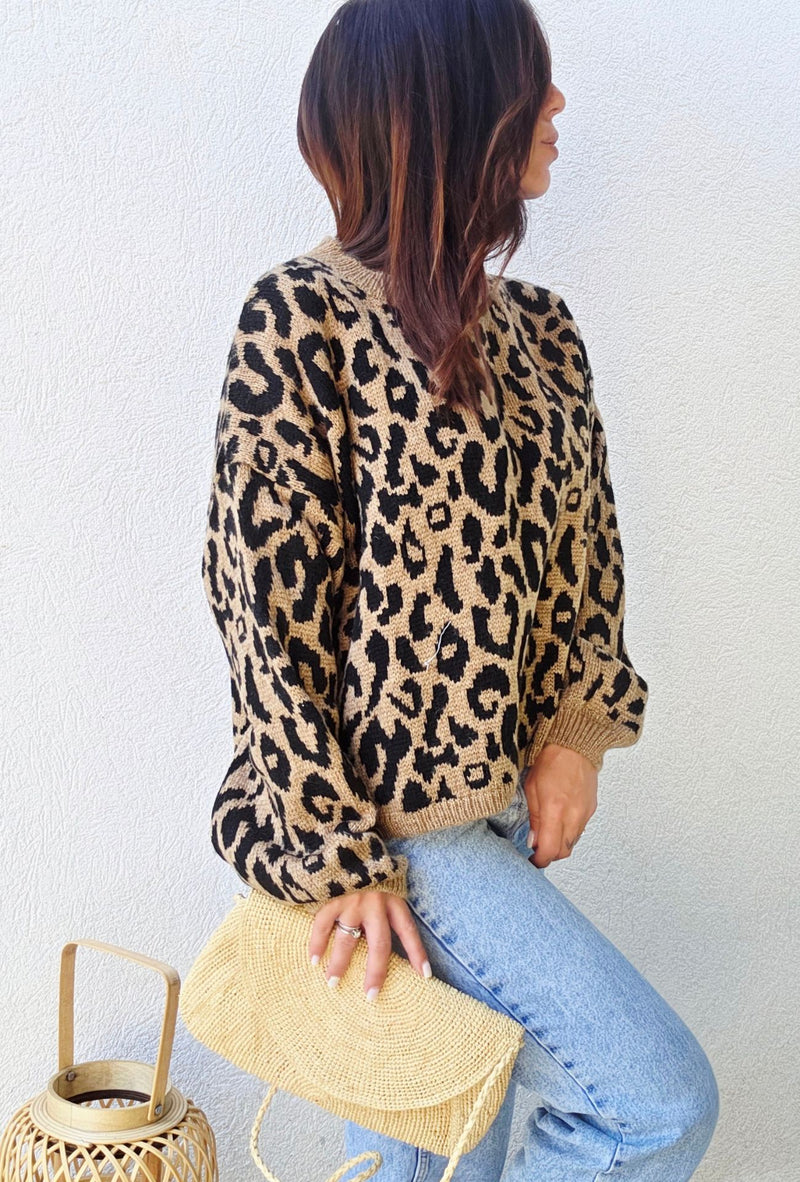 Pull leopard LULU beige