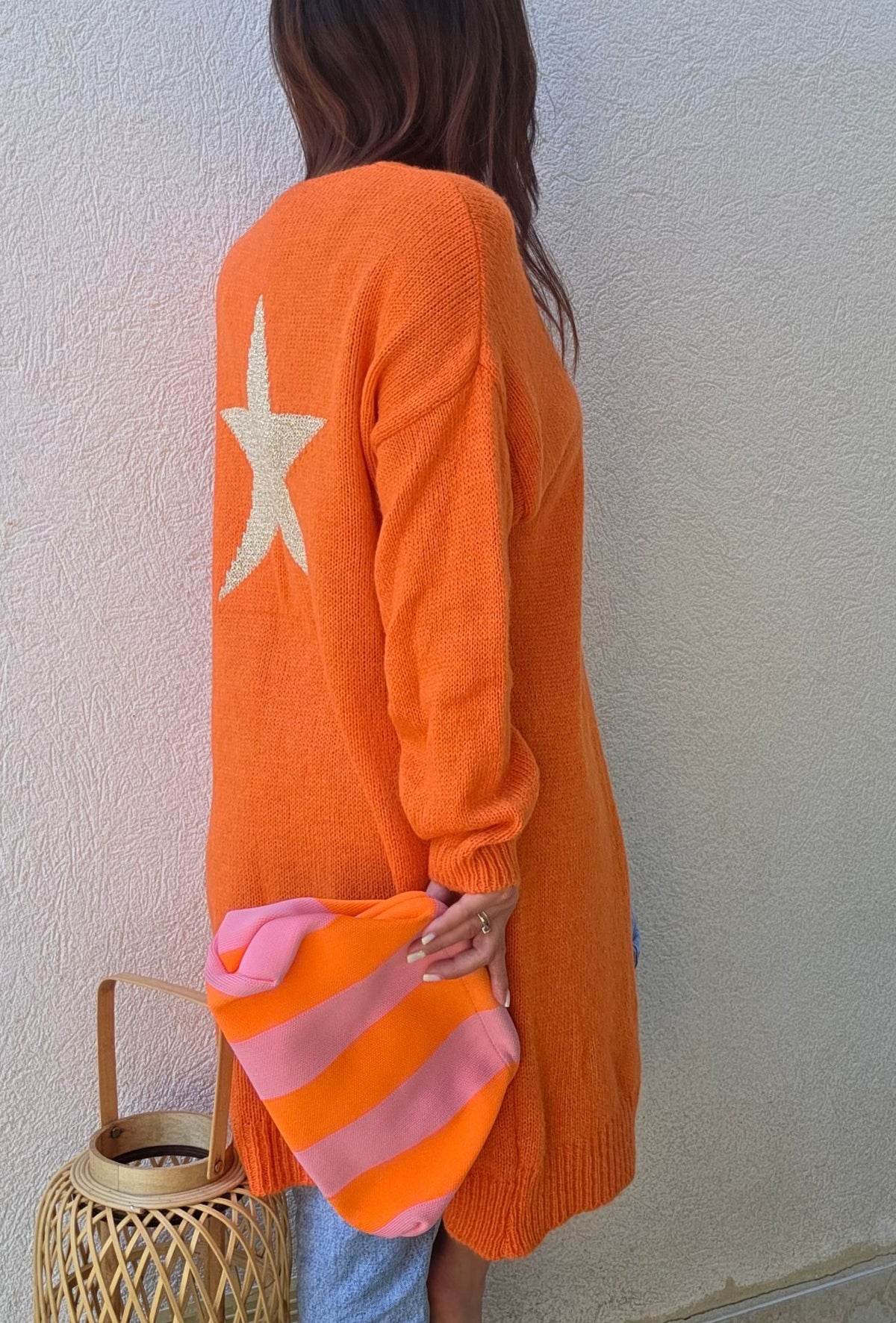 Gilet long manches longues étoile - elo (orange)