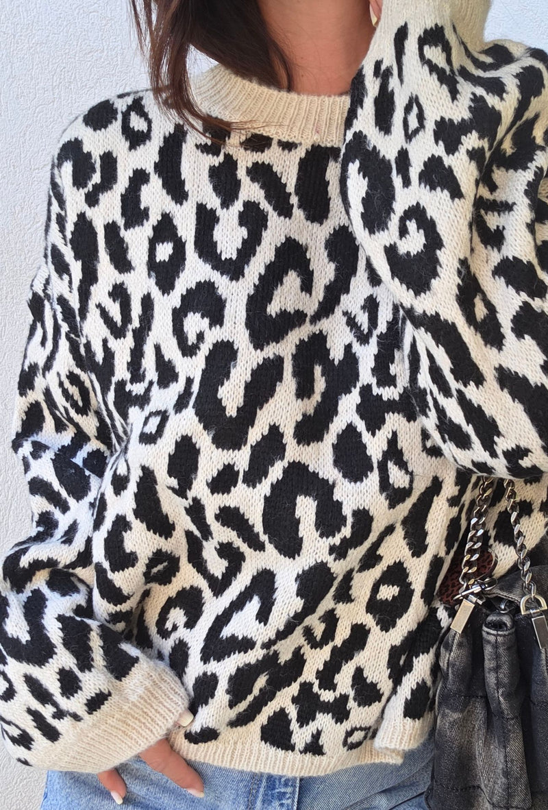 Pull leopard LULU noir 