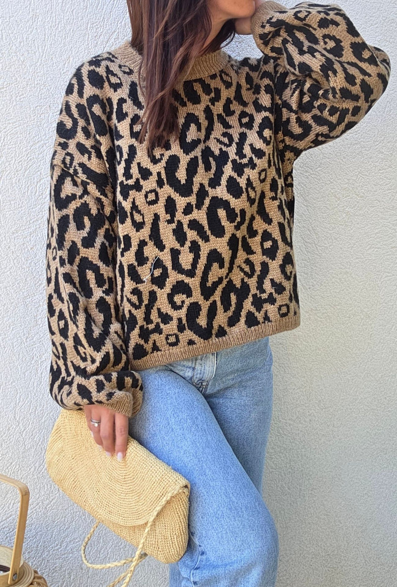 Pull leopard LULU beige