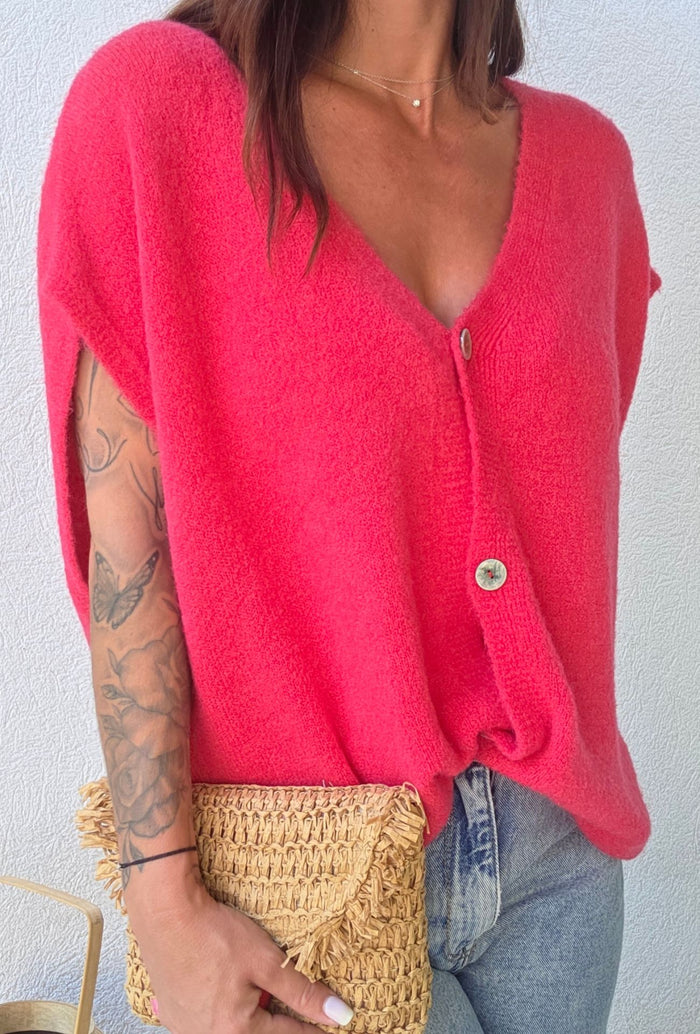 Gilet Pull sans manches MINA rose