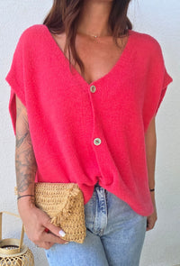 Gilet Pull sans manches MINA rose