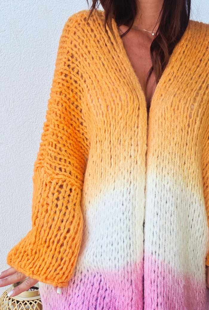 Gilet long JULIETTE – Orange/Rose