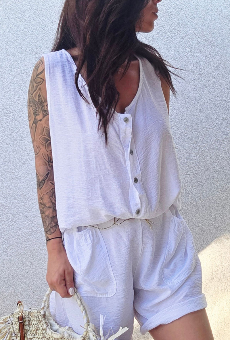 Combinaison short CLARA blanc