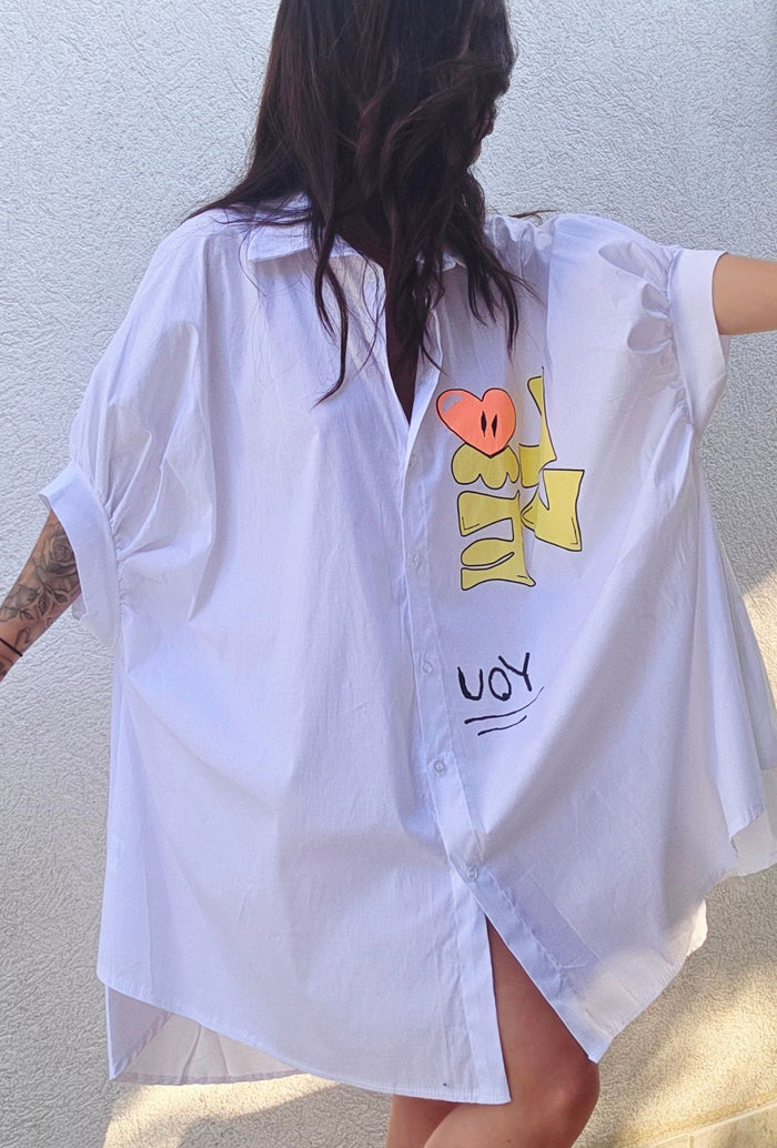 Robe Chemise LOVE YOU – Blanc