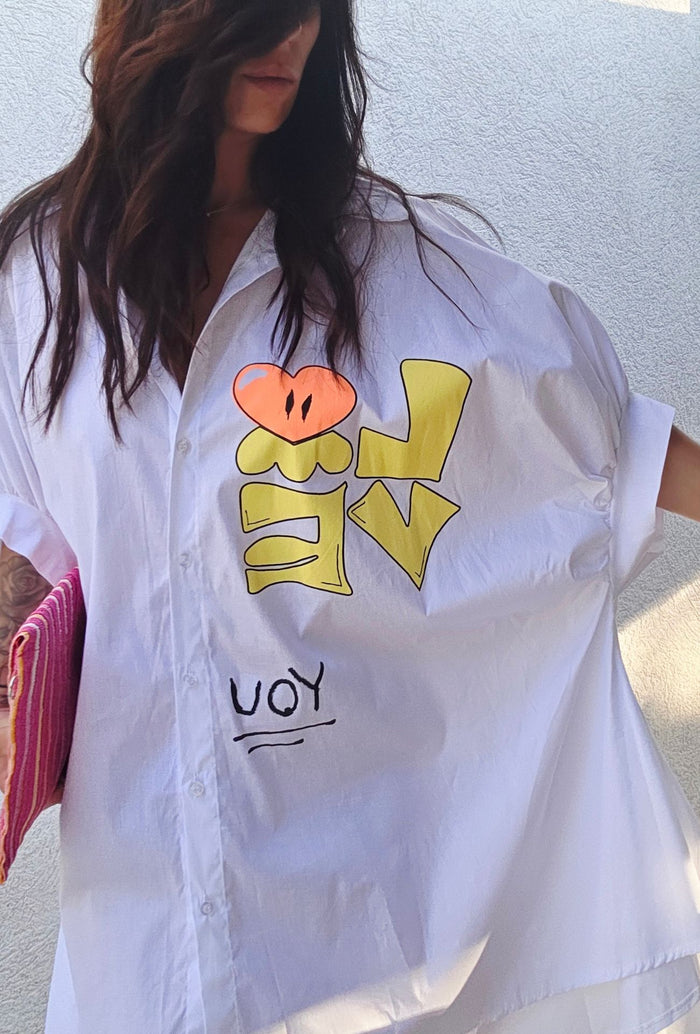 Robe Chemise LOVE YOU – Blanc