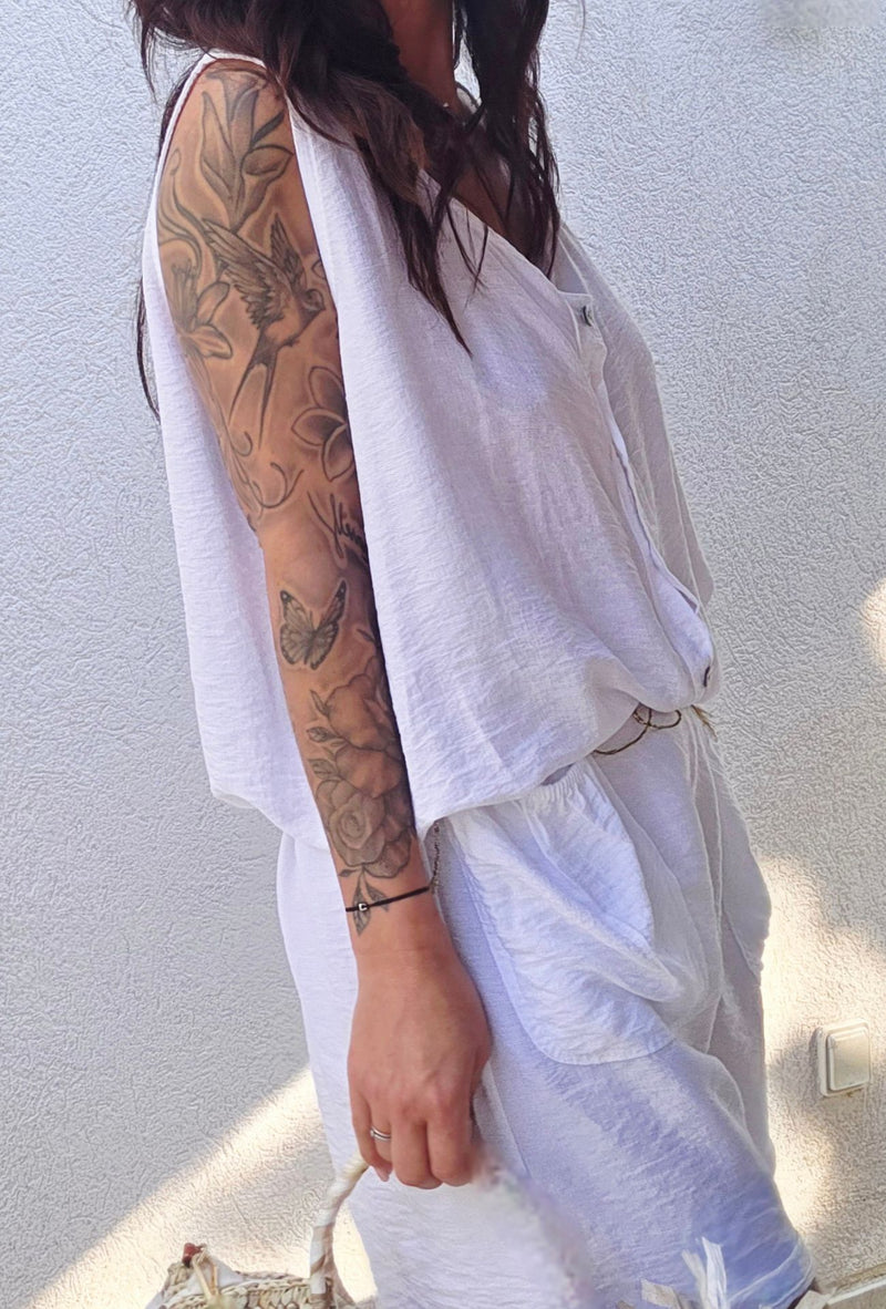 Combinaison short CLARA blanc