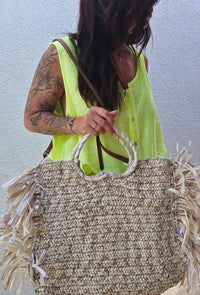 Grand sac PLAYA LOVE – Beige blanc