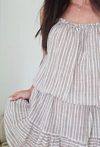 Robe courte rayures Mila Taupe & blanc