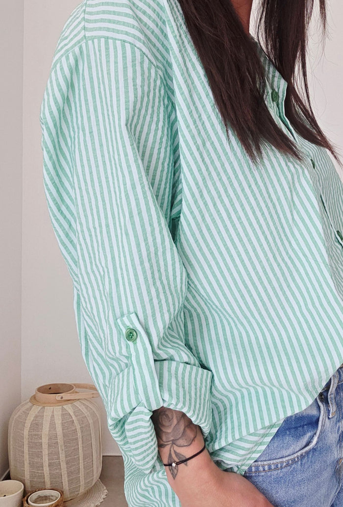 Chemise SOSO rayures vert