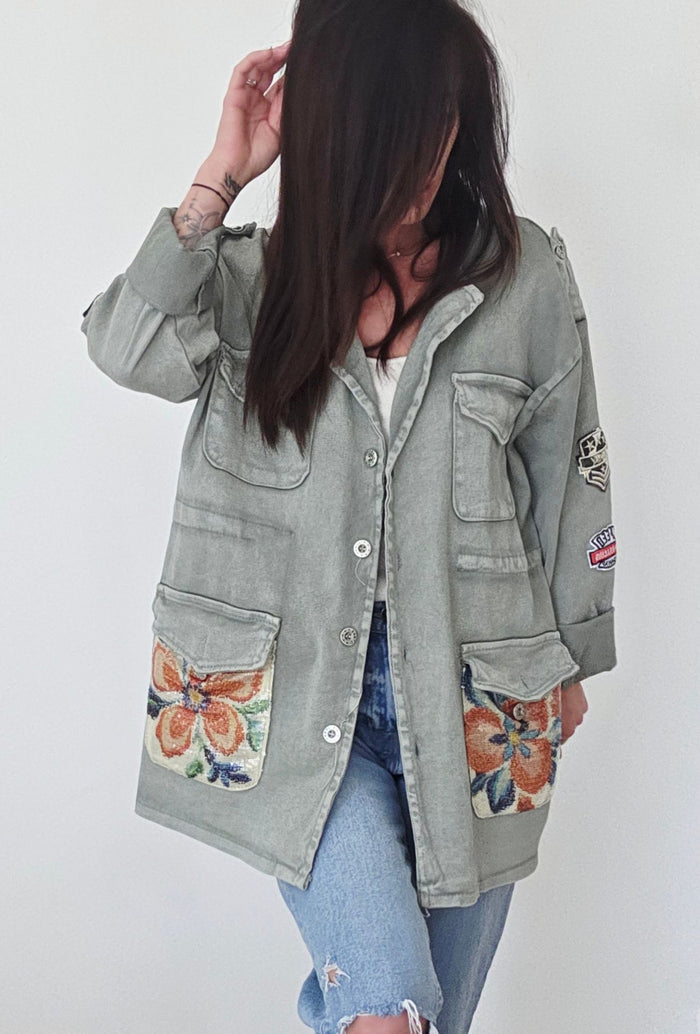 Veste en jeans ARMY kaki