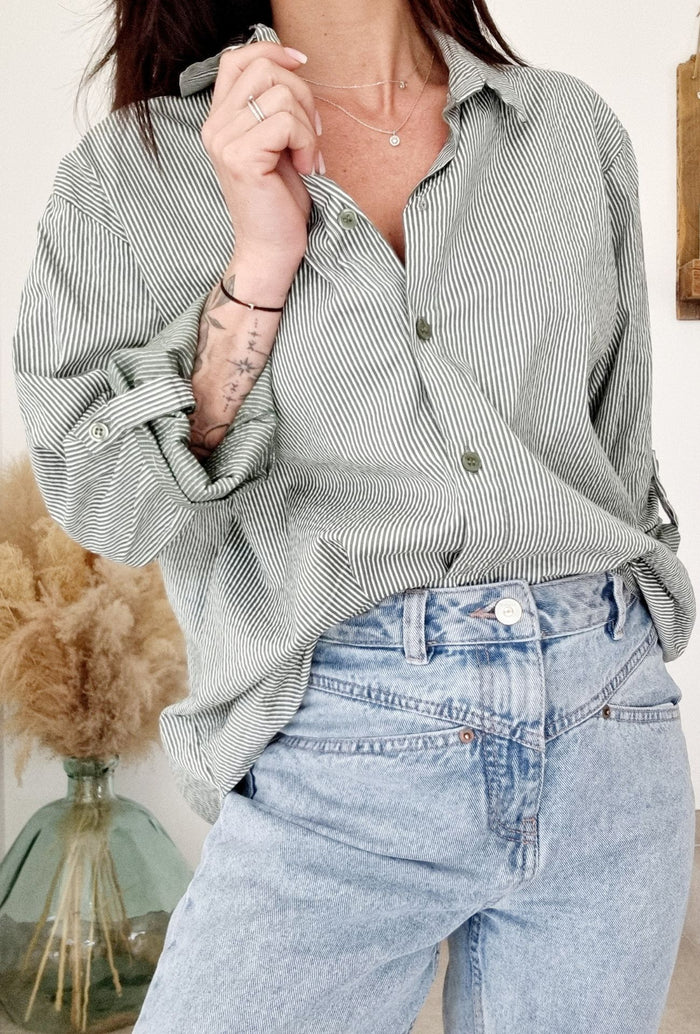 Chemise SOSO rayures kaki