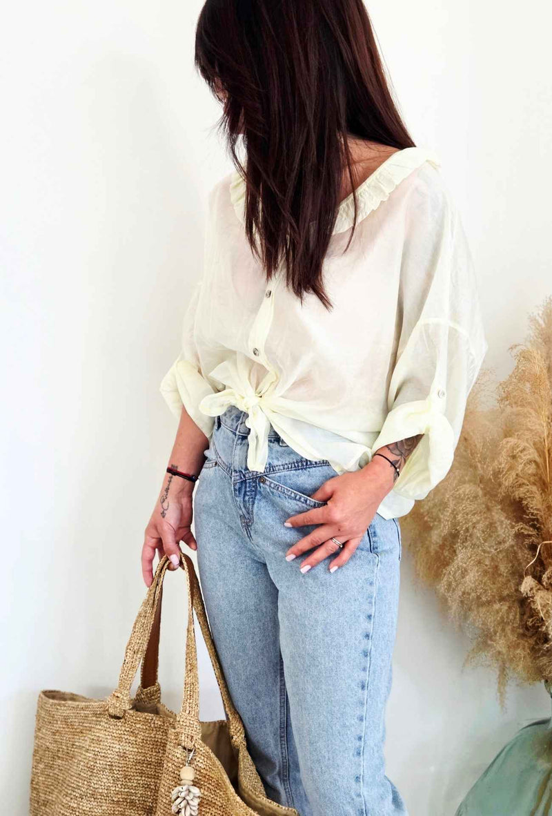 Chemise en voile ZÉLIE jaune pastel