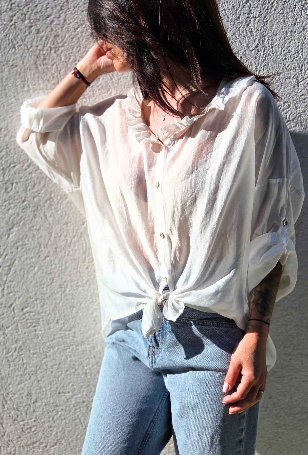 Chemise en voile ZÉLIE blanc