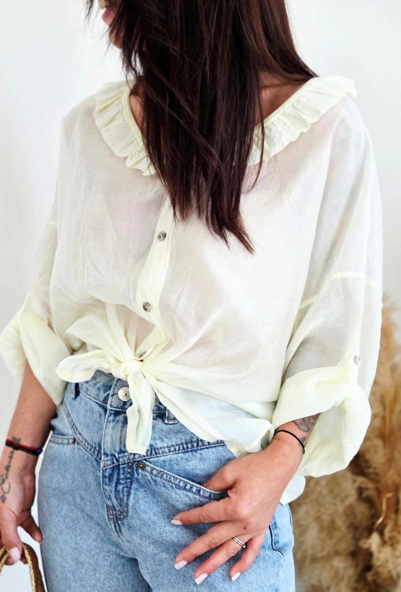 Chemise en voile ZÉLIE jaune pastel