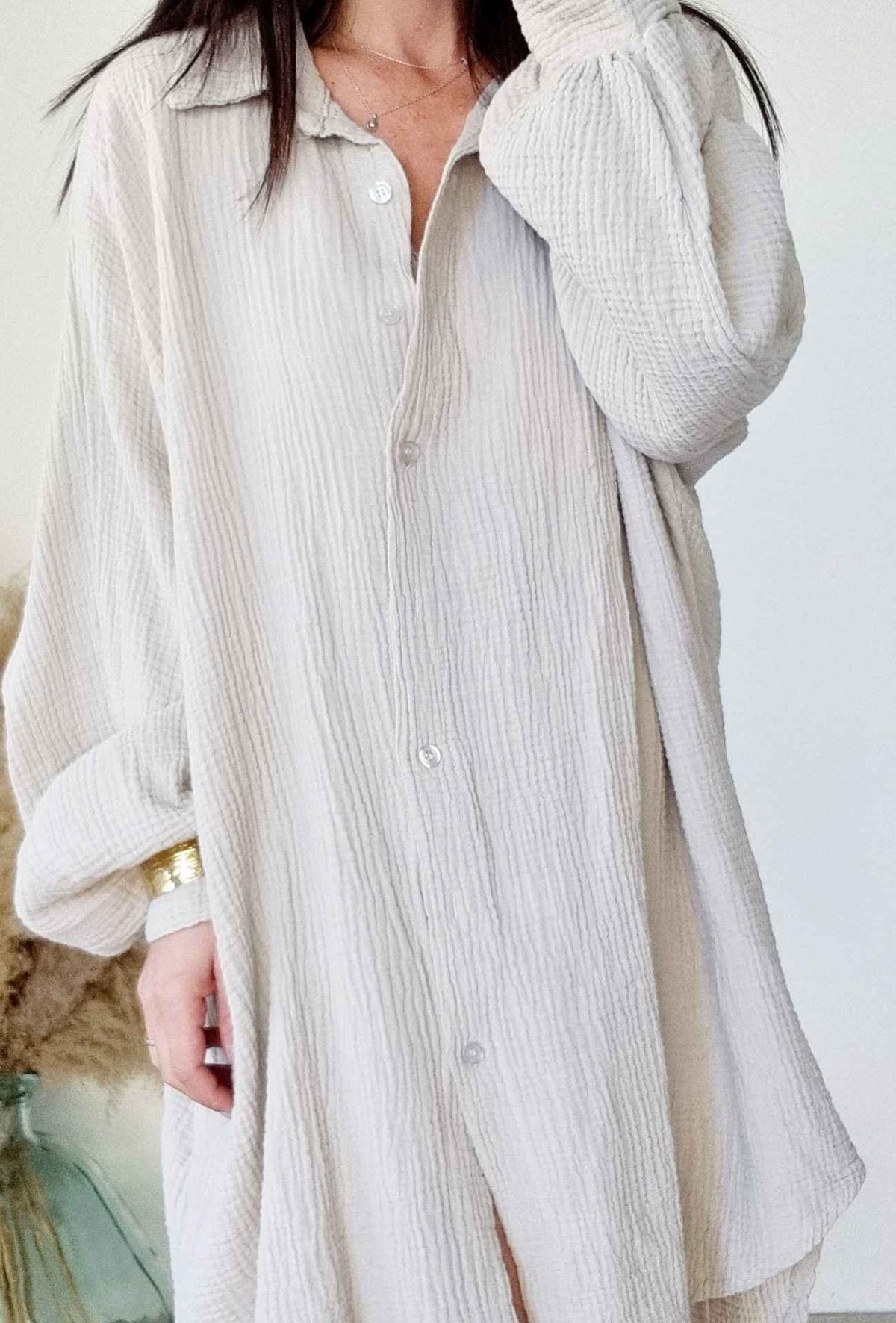 Robe chemise courte CATH Beige