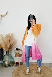 Gilet long JULIETTE – Orange/Rose
