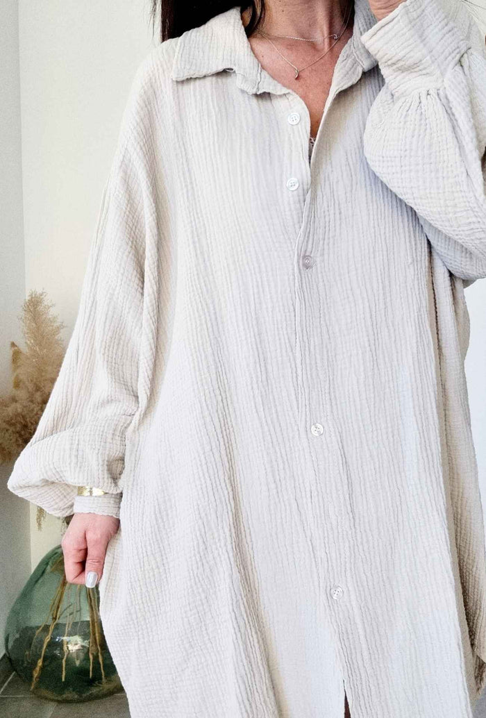 Robe chemise courte CATH Beige
