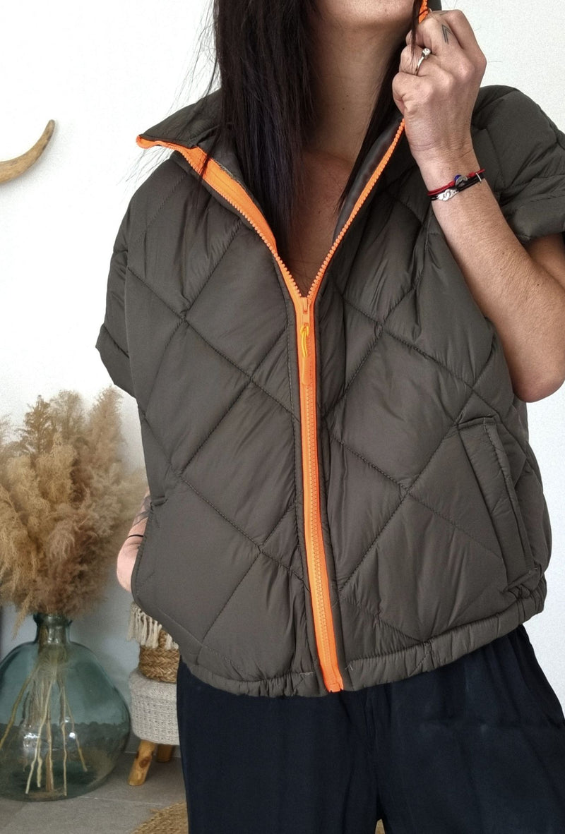 Doudoune JOHN – Kaki & Orange