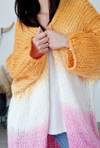 Gilet long JULIETTE – Orange/Rose
