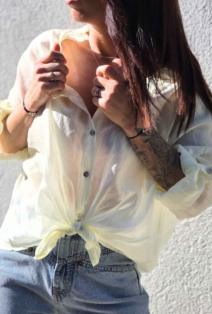 Chemise en voile ZÉLIE jaune pastel