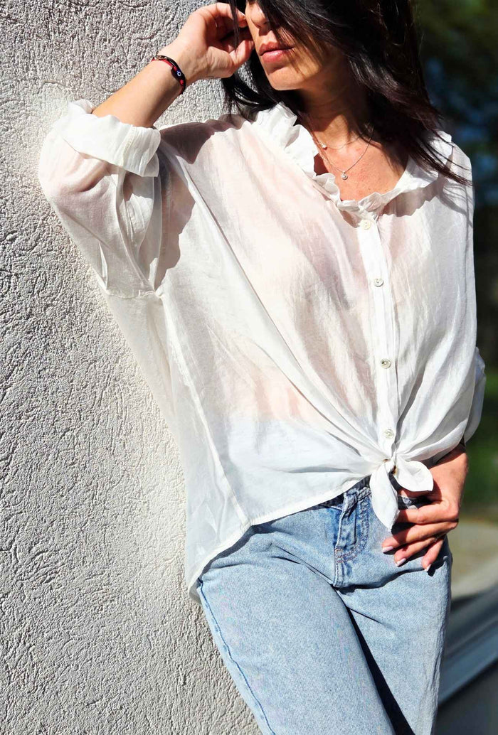 Chemise en voile ZÉLIE blanc