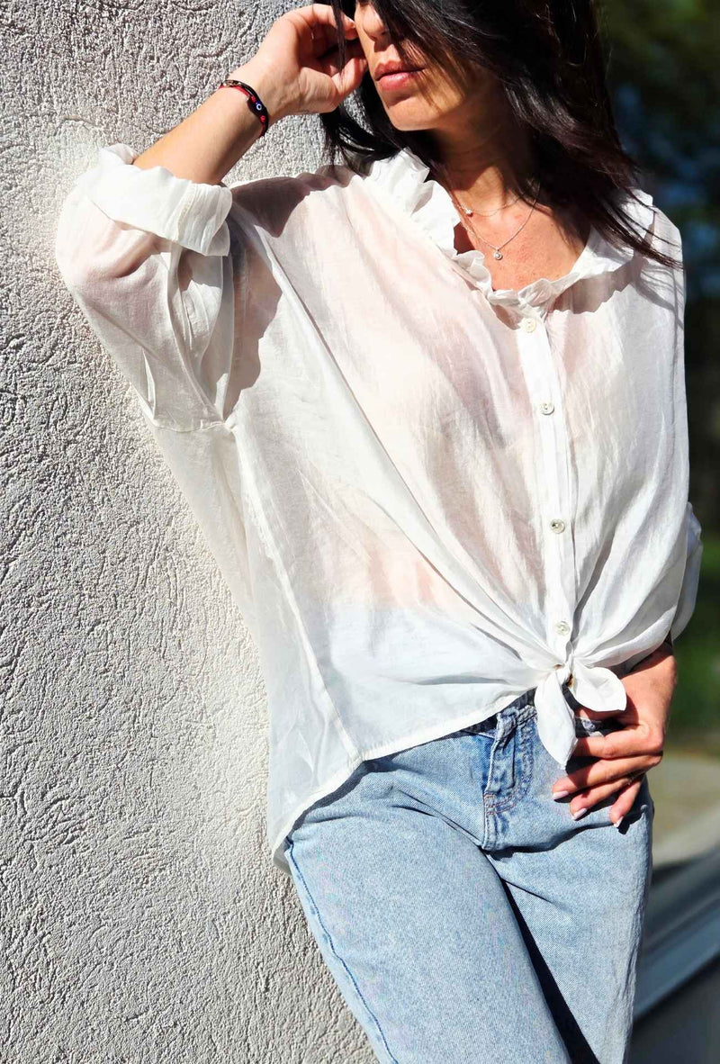 Chemise en voile ZÉLIE blanc