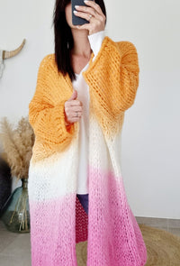 Gilet long JULIETTE – Orange/Rose
