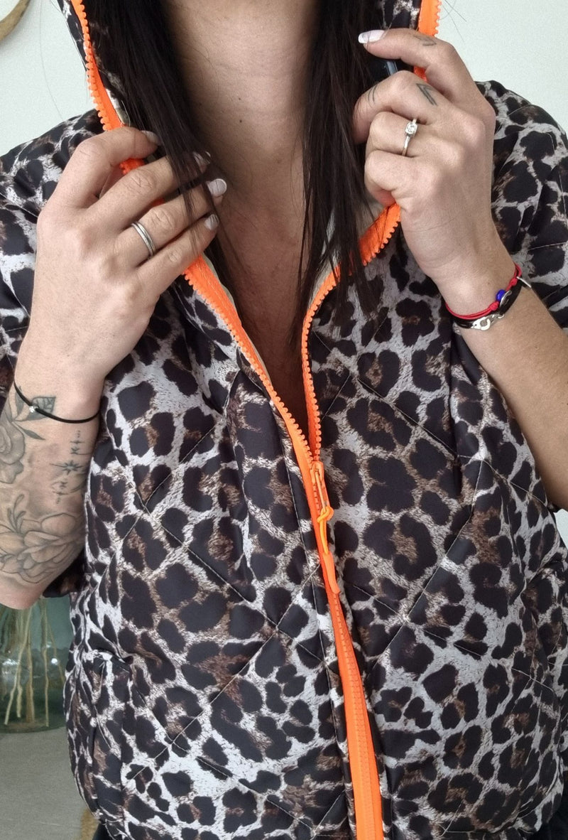 Doudoune JOHN – Léopard & Orange