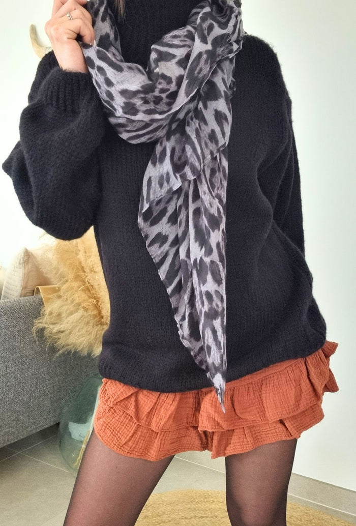 Foulard Léon Léopard Gris