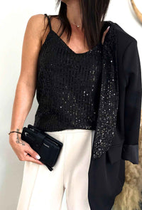 Top à sequins MARIA noir