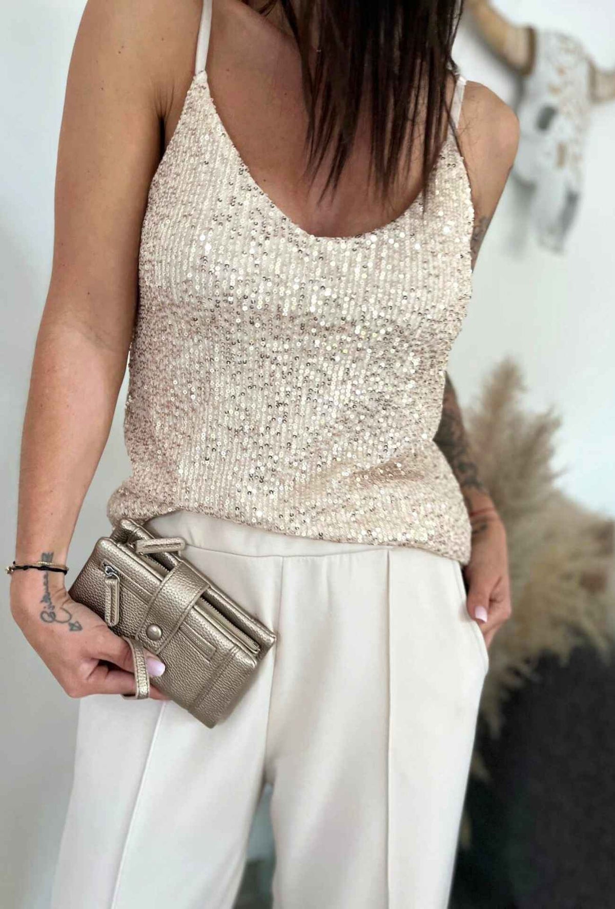 Top à sequins MARIA doré