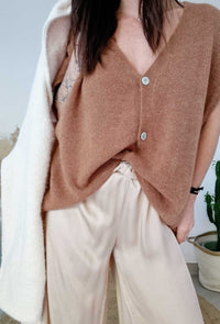 Gilet Pull sans manches MINA marron