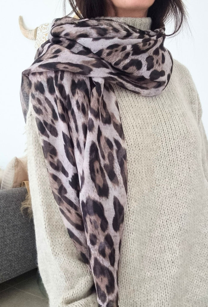 Foulard Léon Léopard Marron