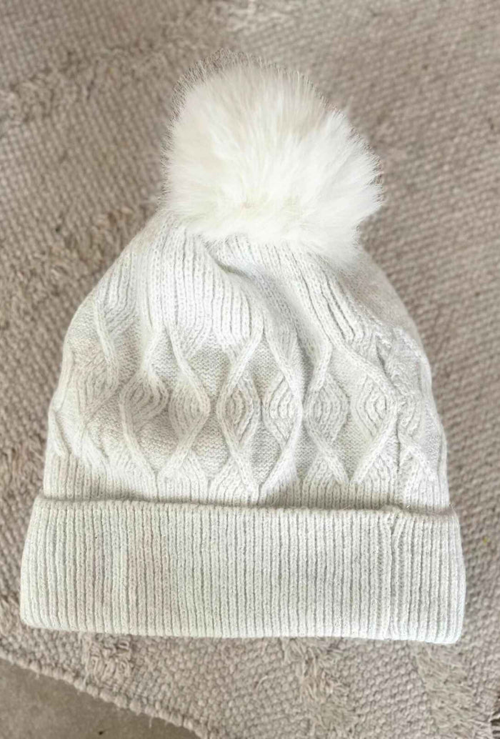 Bonnet pompon JOE blanc