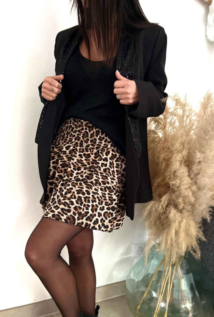 Jupe courte KARLA Léopard