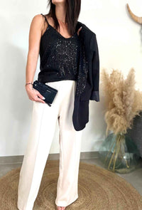 Top à sequins MARIA noir