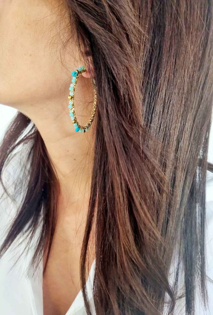 Boucles d’oreilles PEARLE Bleu Turquoise