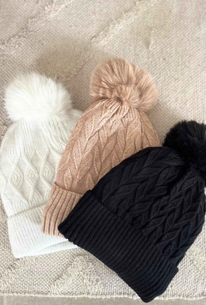 Bonnet pompon JOE beige