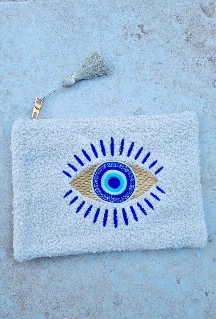 Pochette EYE beige et bleu