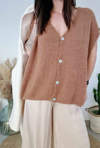 Gilet Pull sans manches MINA marron