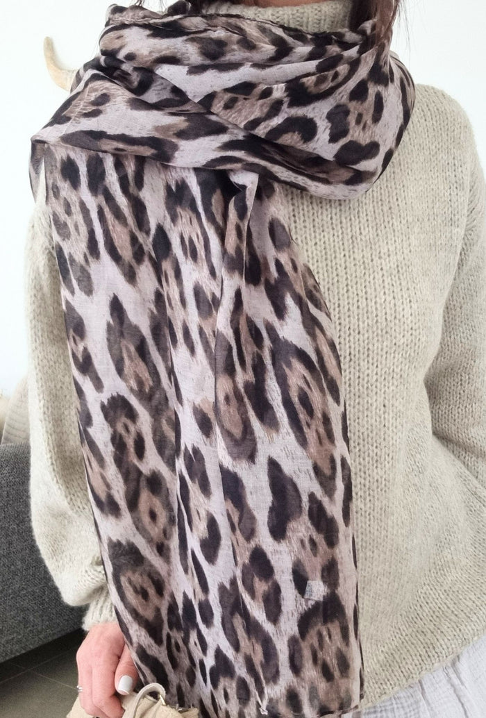 Foulard Léon Léopard Marron