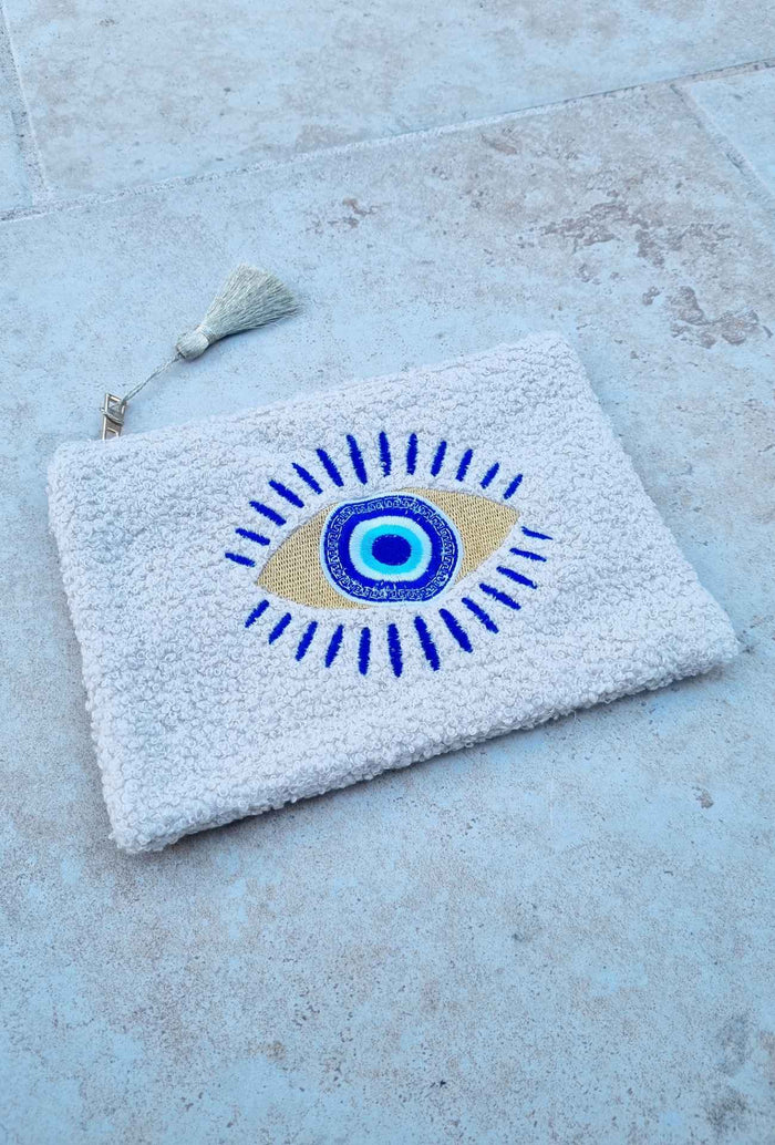 Pochette EYE beige et bleu