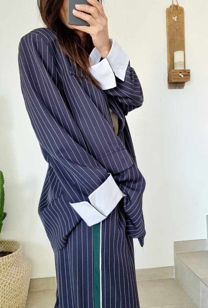 Pantalon ANGELIQUE bleu rayé