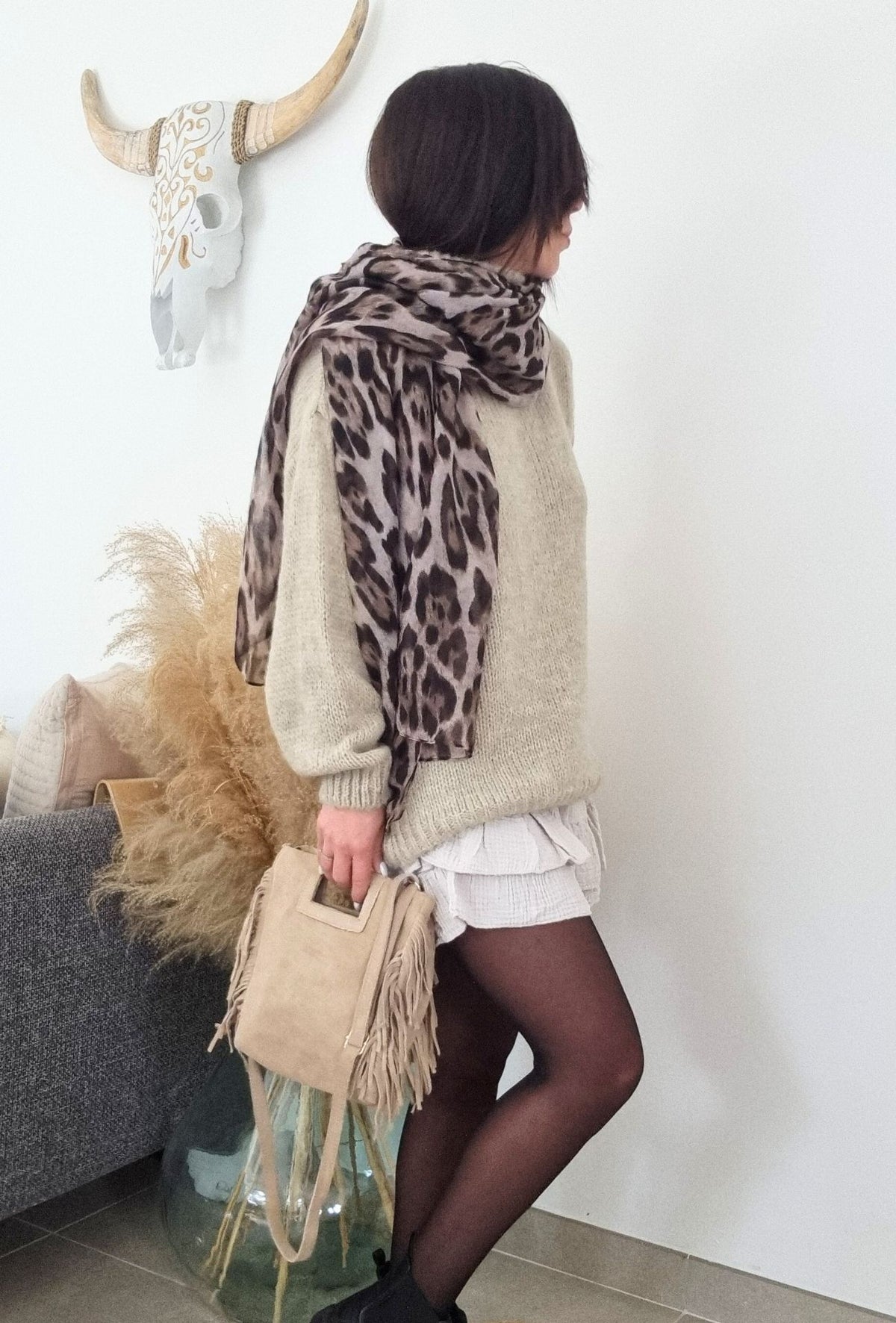 Foulard Léon Léopard Marron