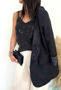 Top à sequins MARIA noir