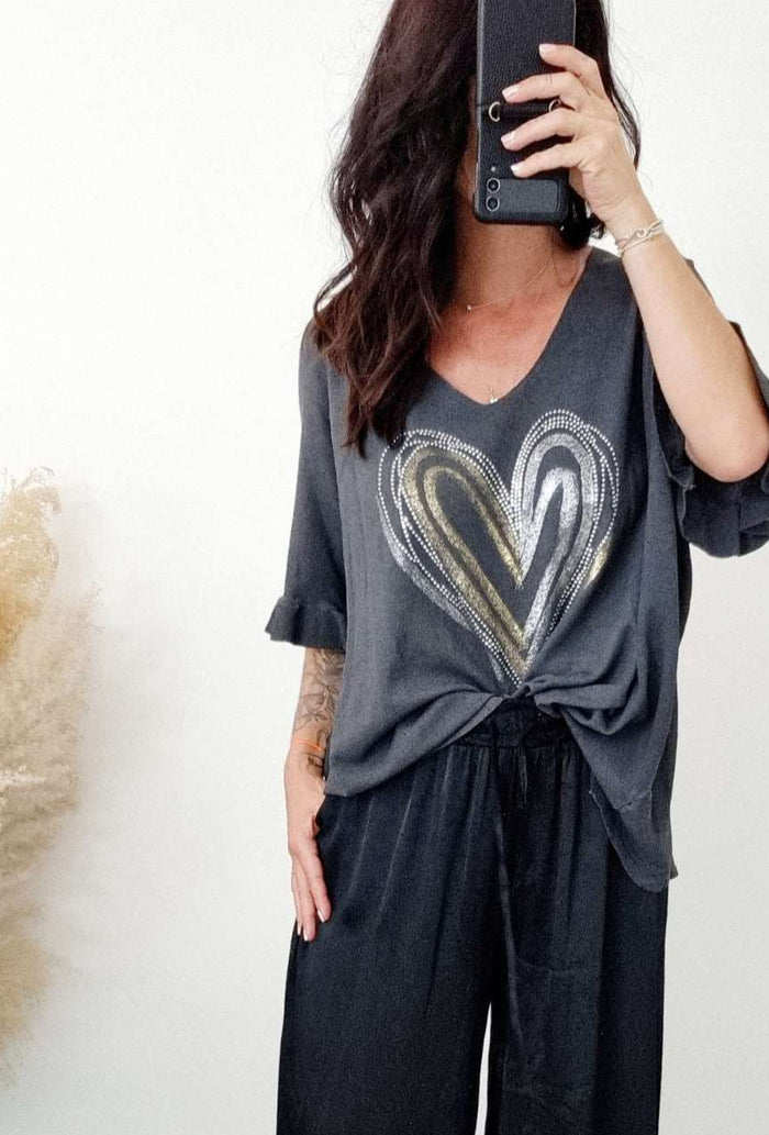 Top LOVE gris