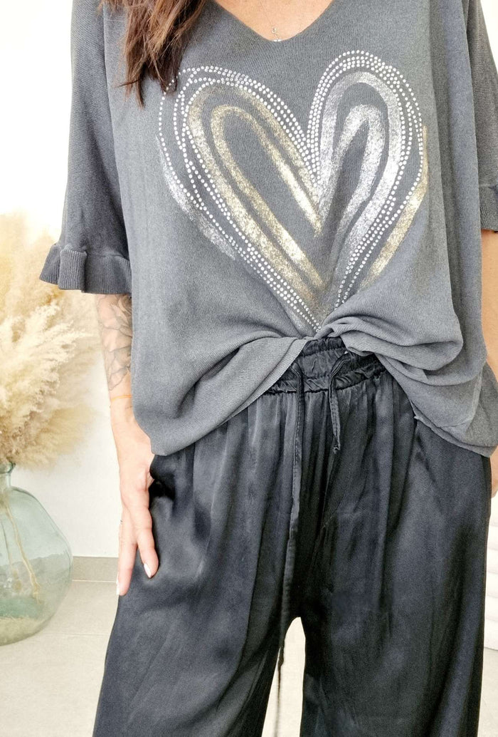 Top LOVE gris